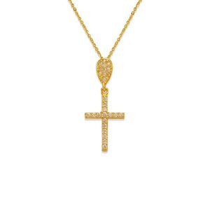 14k REAL GOLD Fancy Cross CZ Pendant